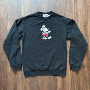 Disney Mickey Mouse Retro Cotton Crewneck Sweatshirt – Black Size S